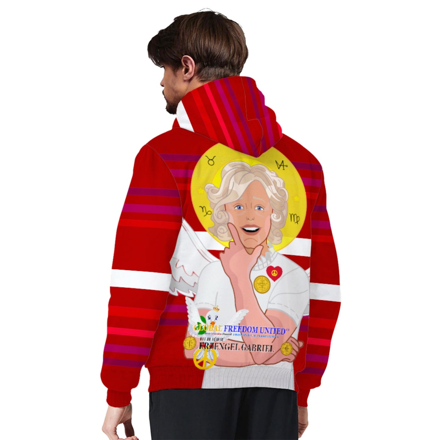 Plush Hoodie Global Freedom United Archangel Gabriel German Red