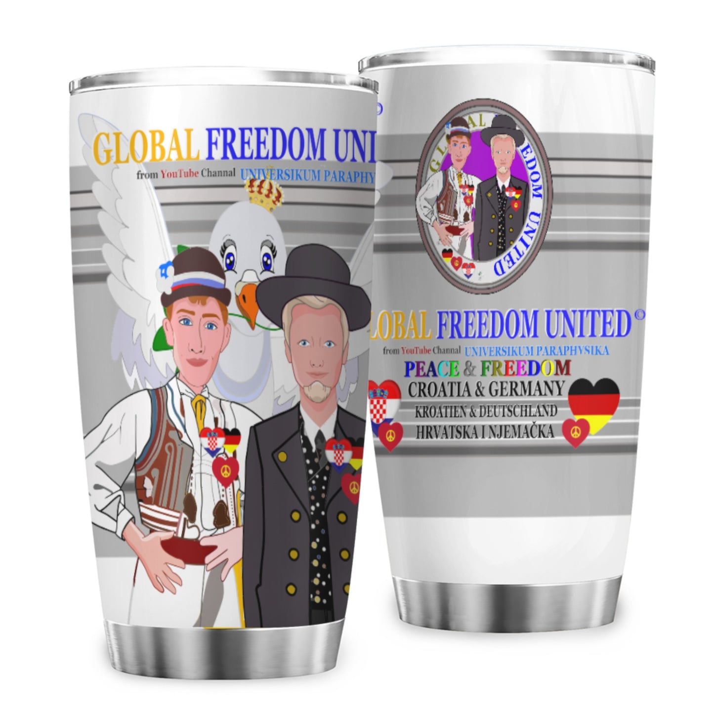 Tumbler GLOBAL FREEDOM UNITED© Men Croatia & Germany Grey