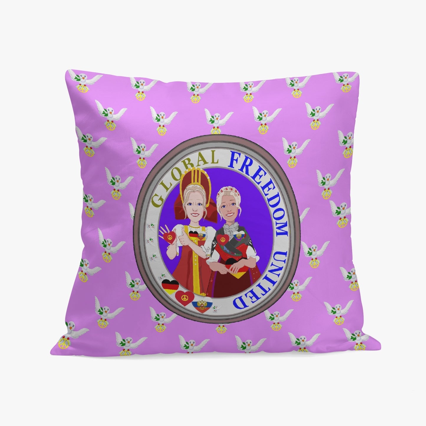 GLOBAL FREEDOM UNITED© Women GERMANY & RUSSIA Lilac 18'' Square Pillow Cover