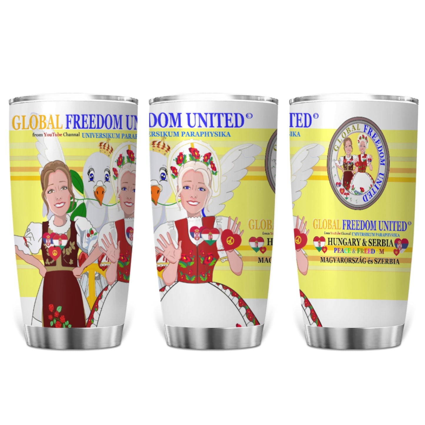 Tumbler GLOBAL FREEDOM UNITED© Women Hungary & Serbia Yellow
