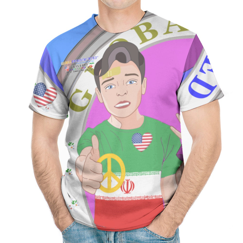 Men´s T-shirt GLOBAL FREEDOM UNITED© Men Iran & USA Blue