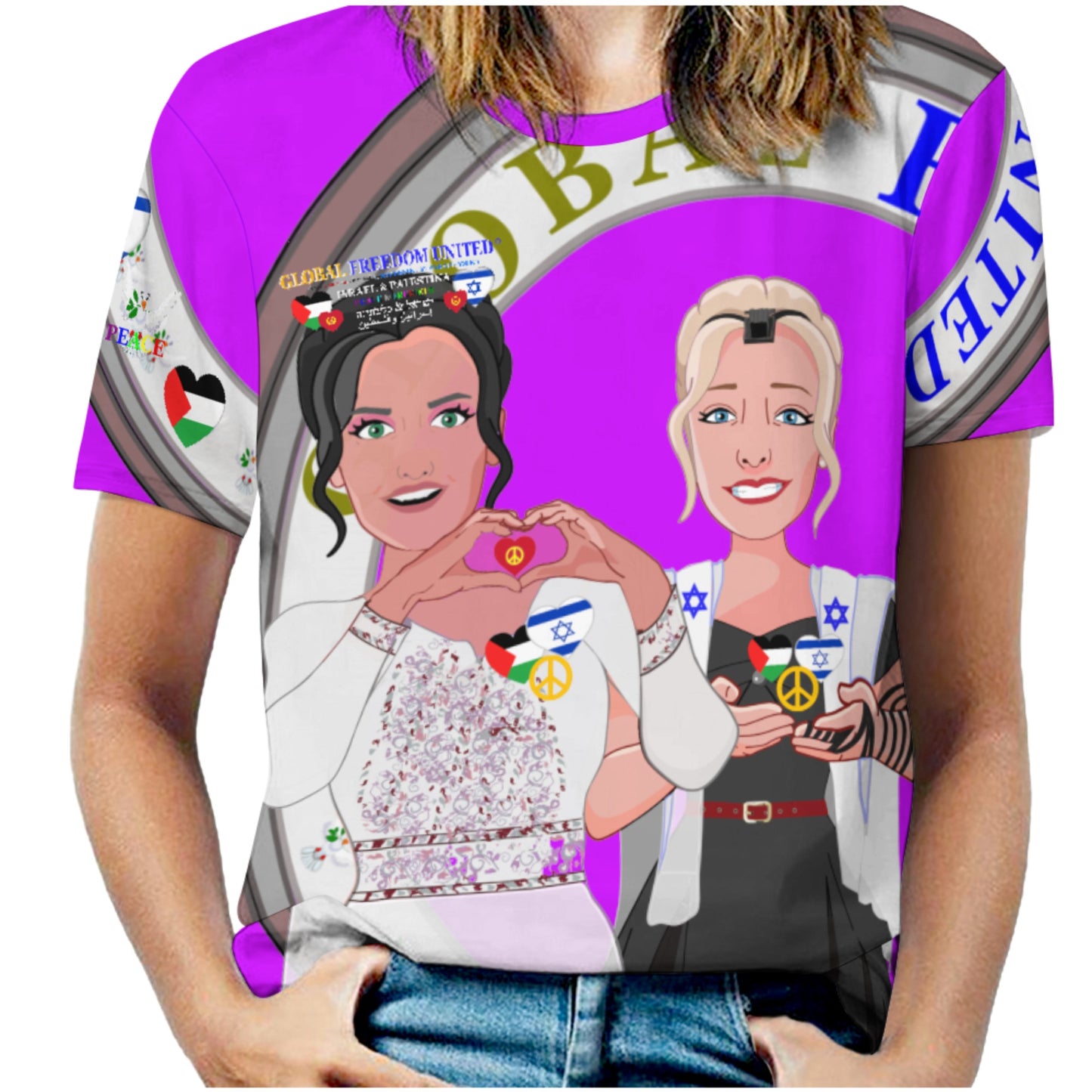 Women´s T-shirt 3 GLOBAL FREEDOM UNITED© Women Palestina & Israel Lilac