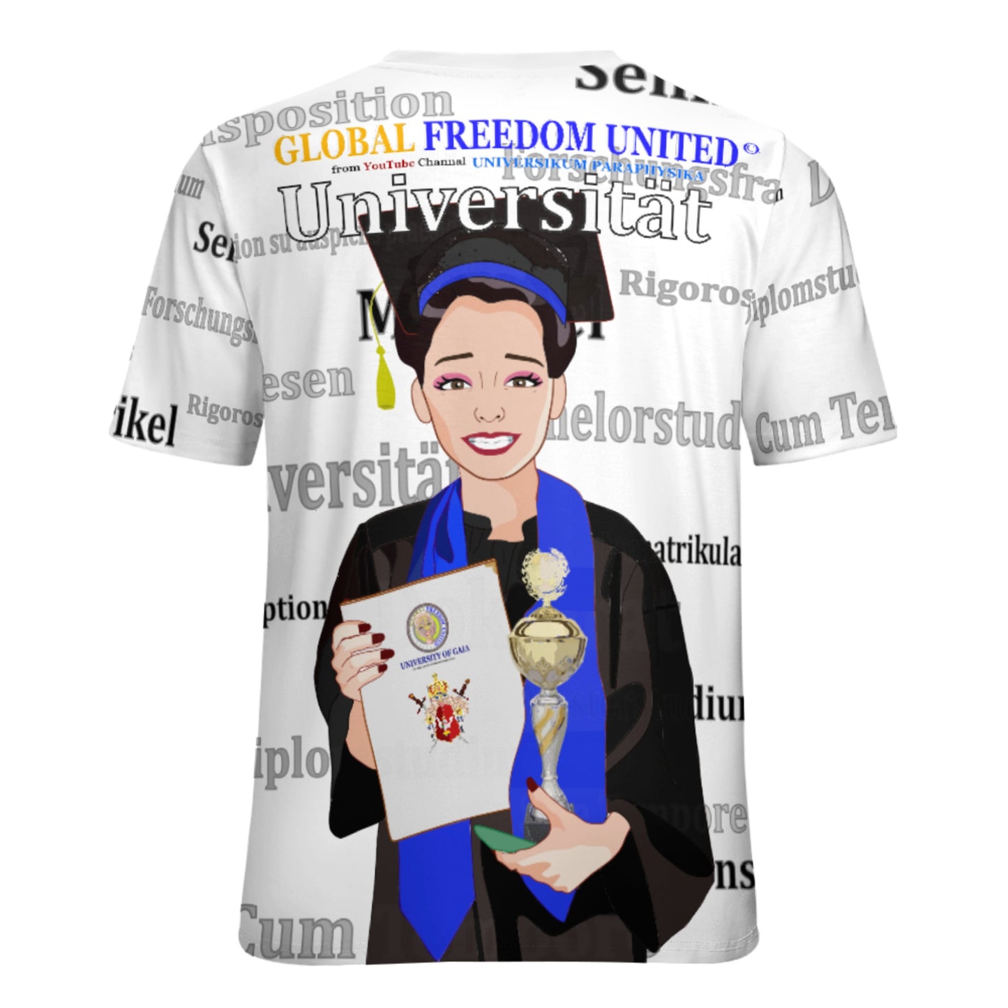 Women´s T-shirt Global Freedom United Asia Student Girl Gold Place