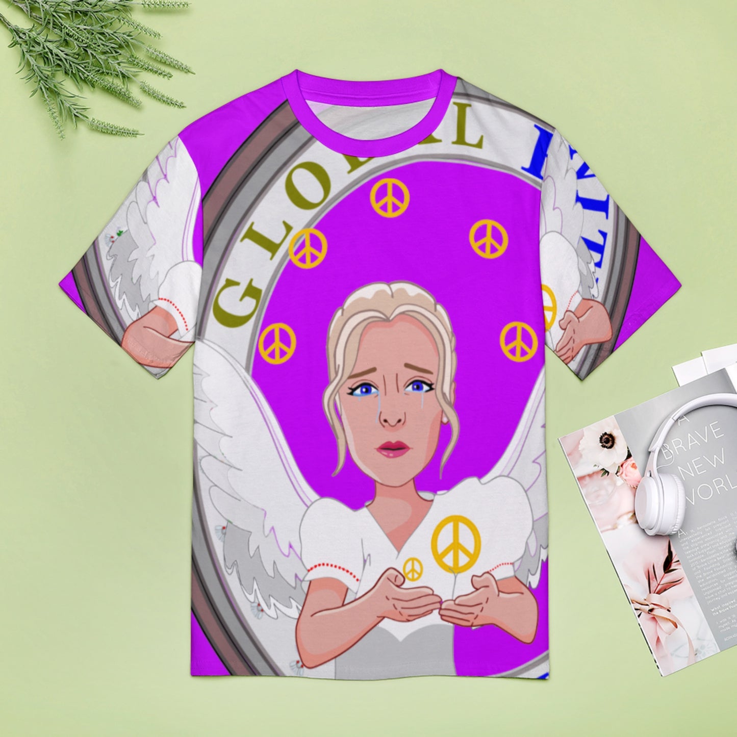 Women´s T-shirt 2 Global Freedom United Women Peace Of Angel Old Peace Pink