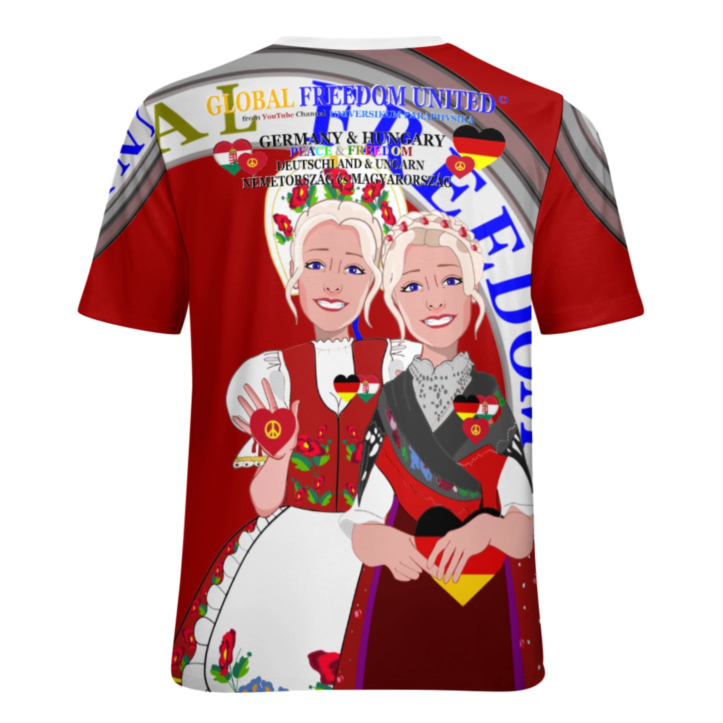 Women´s T-shirt 3 GLOBAL FREEDOM UNITED© Women Germany & Hungary Red