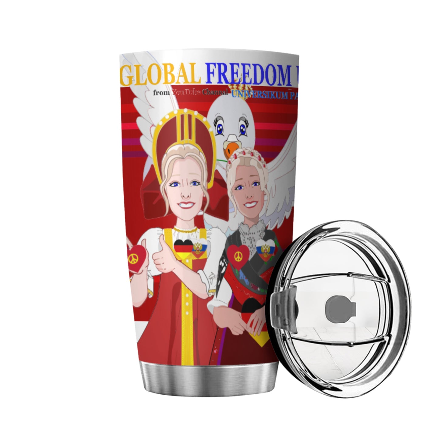 Tumbler Global Freedom United Women Russia & Germany Old Peace Red