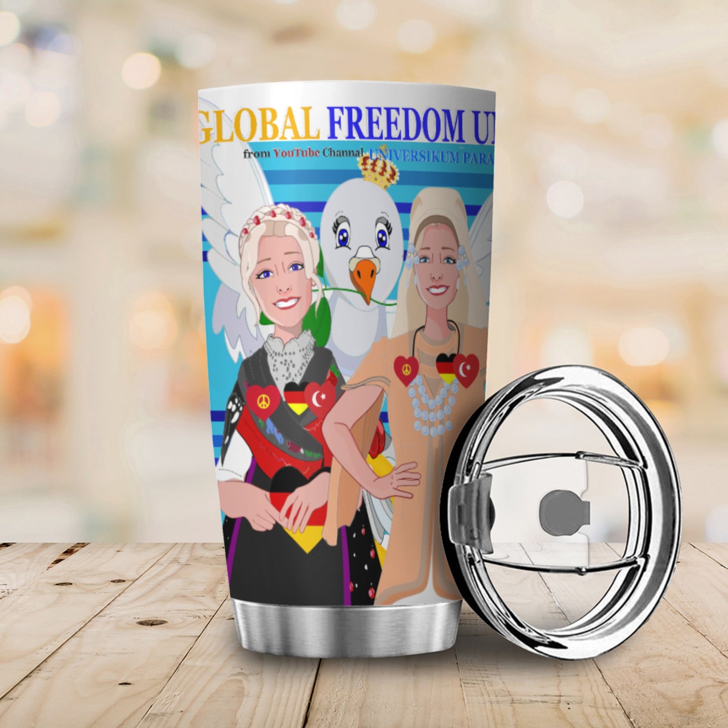 Tumbler Global Freedom United Women Germany & Turkey Old Peace Blue