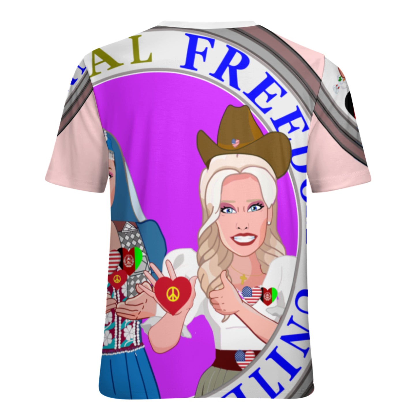 Women´s T-Shirt 3 GLOBAL FREEDOM UNITED© AFGHANISTAN & USA  Pink