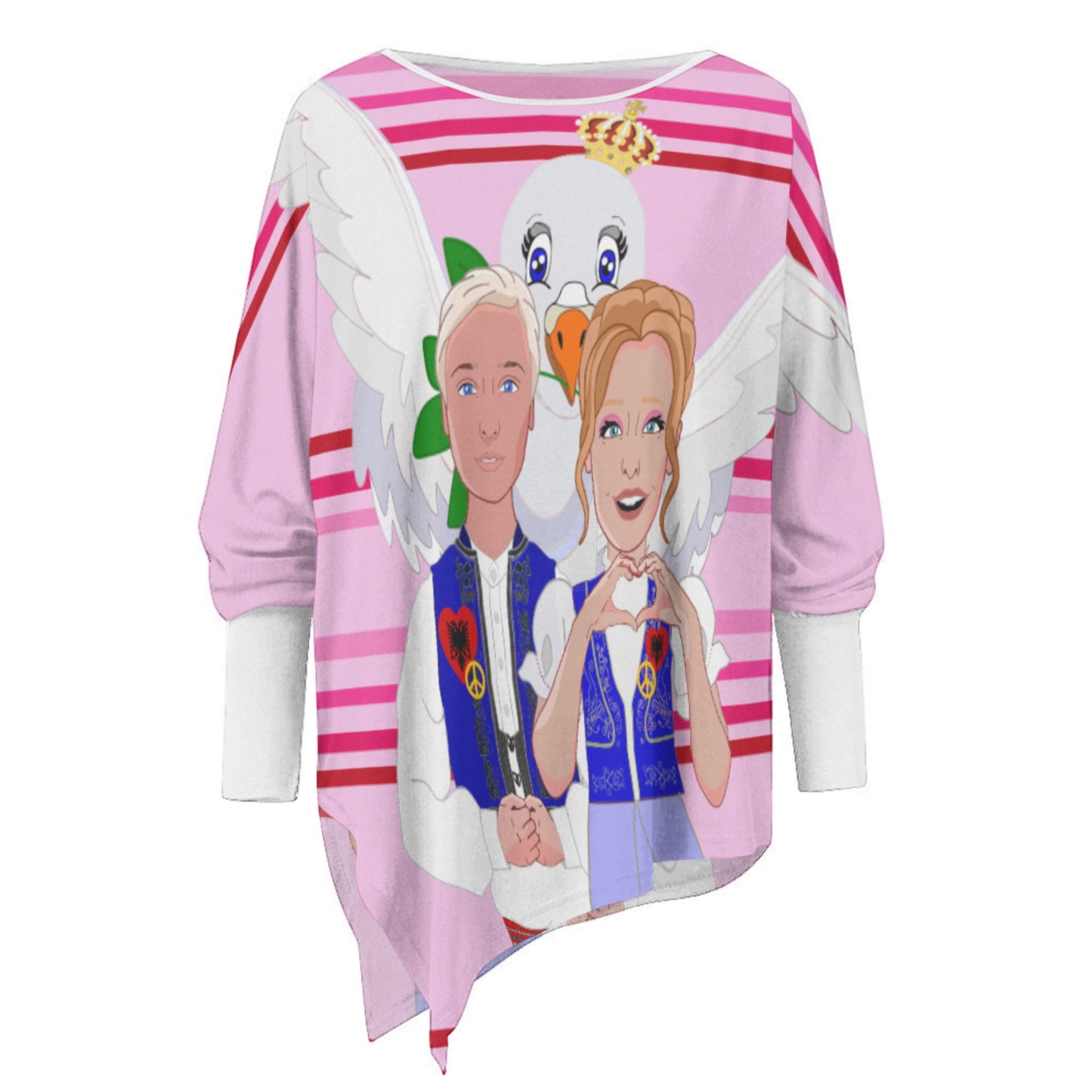 Pullover Long Sleeve T-shirt GLOBAL FREEDOM UNITED© Couple Albania Pink 2