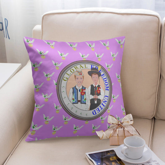 GLOBAL FREEDOM UNITED© Men ROMANIA & HUNGARY Lilac 18'' Square Pillow Cover