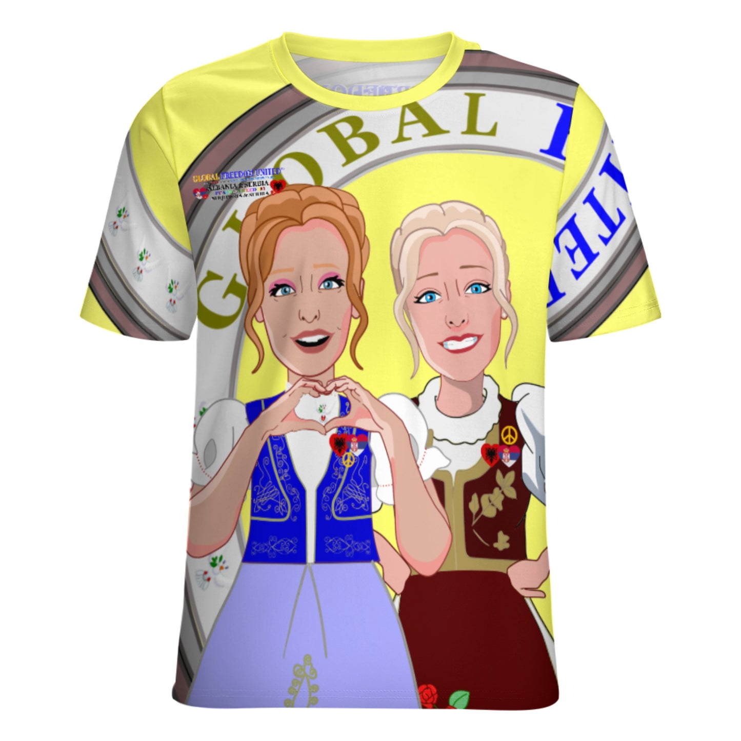 Women´s T-shirt 3 GLOBAL FREEDOM UNITED© Women Albania & Serbia Yellow