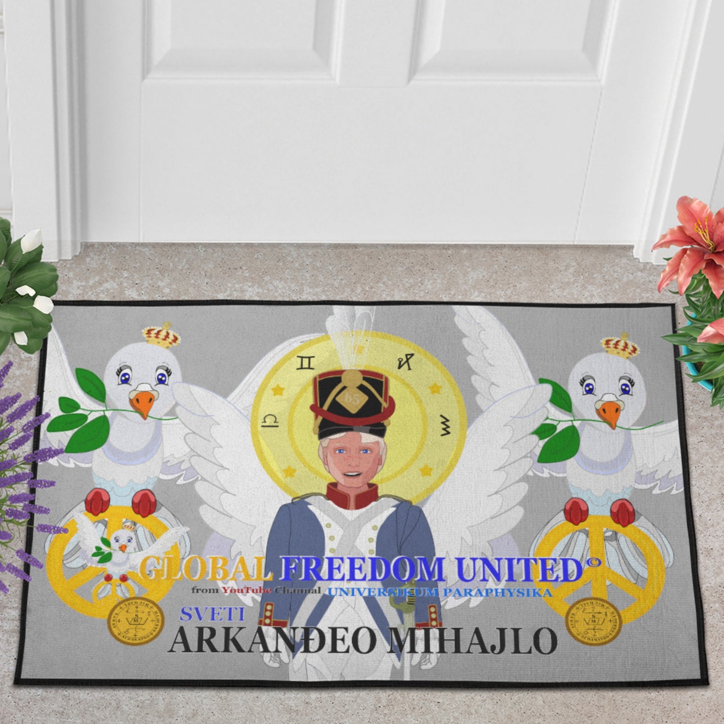 Door Mat Global Freedom United Archangel Michael Croatia V3 Grey