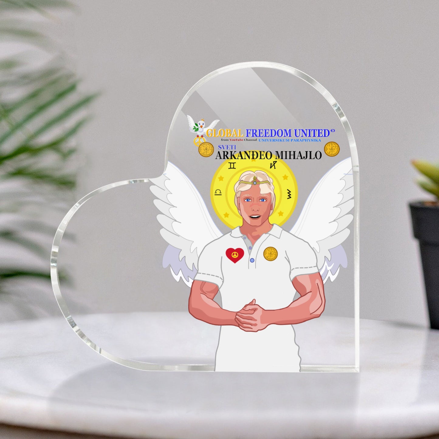Acryl Heart Global Freedom United Archangel Michael Croatia V2