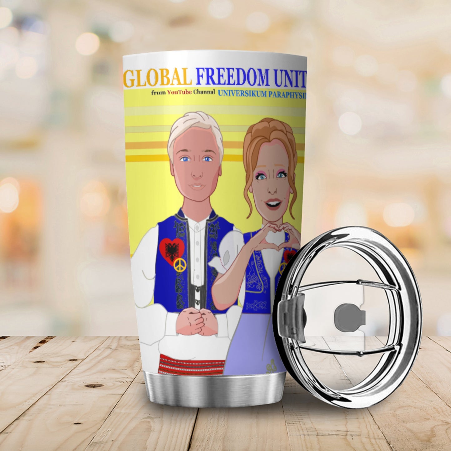 Tumbler GLOBAL FREEDOM UNITED© Couple Albania Yellow