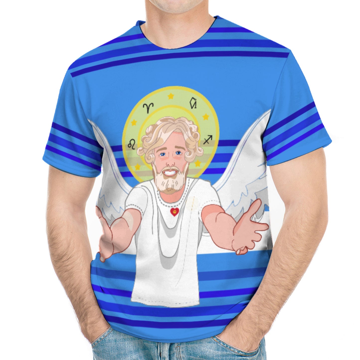 Men´s T-shirt Global Freedom United Archangel Uriel Deep Blue