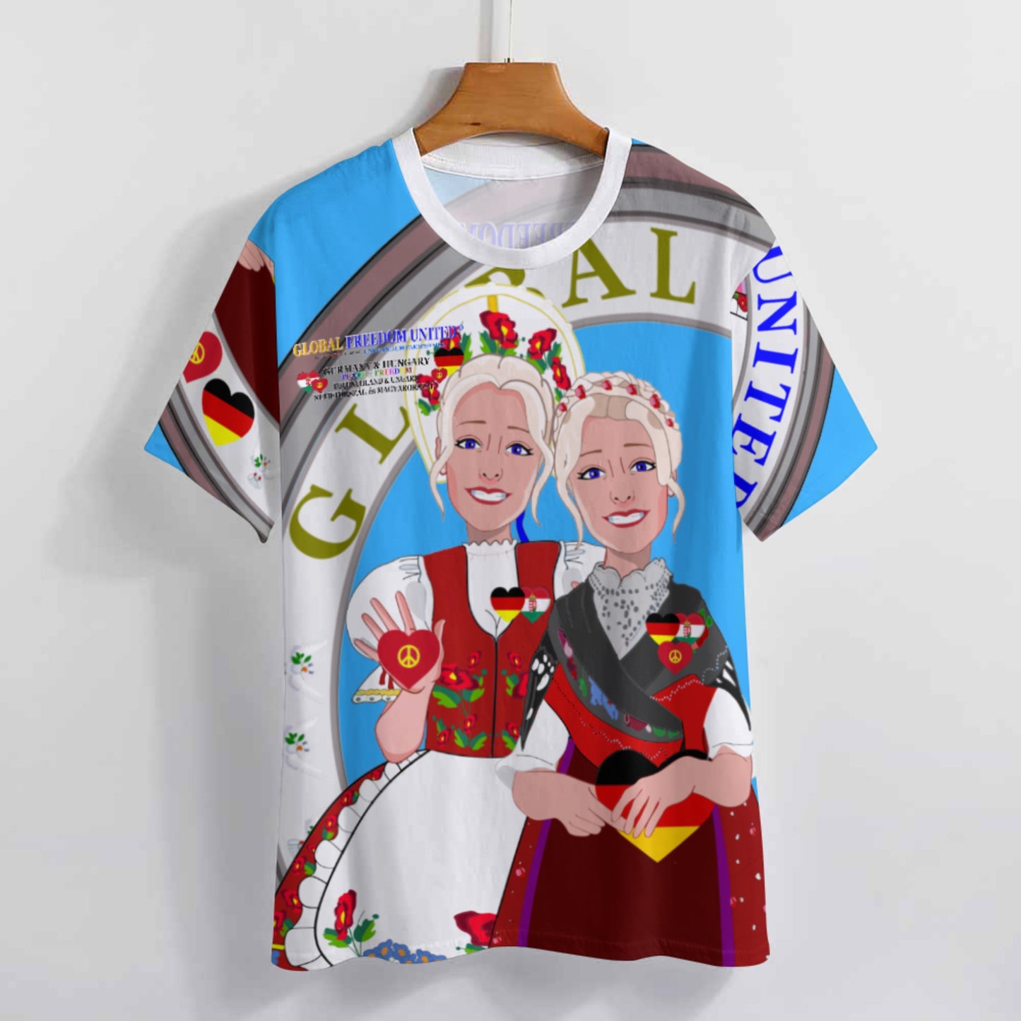 Women´s T-shirt 3 GLOBAL FREEDOM UNITED© Women Germany & Hungary Blue