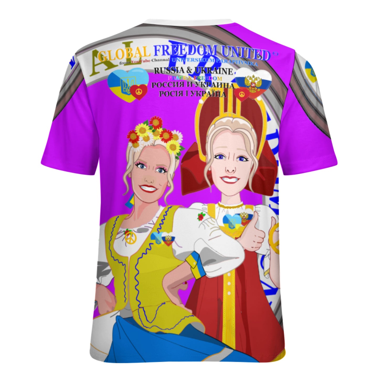 Women´s T-shirt 3 GLOBAL FREEDOM UNITED© Women Ukraina & Russia Lilac
