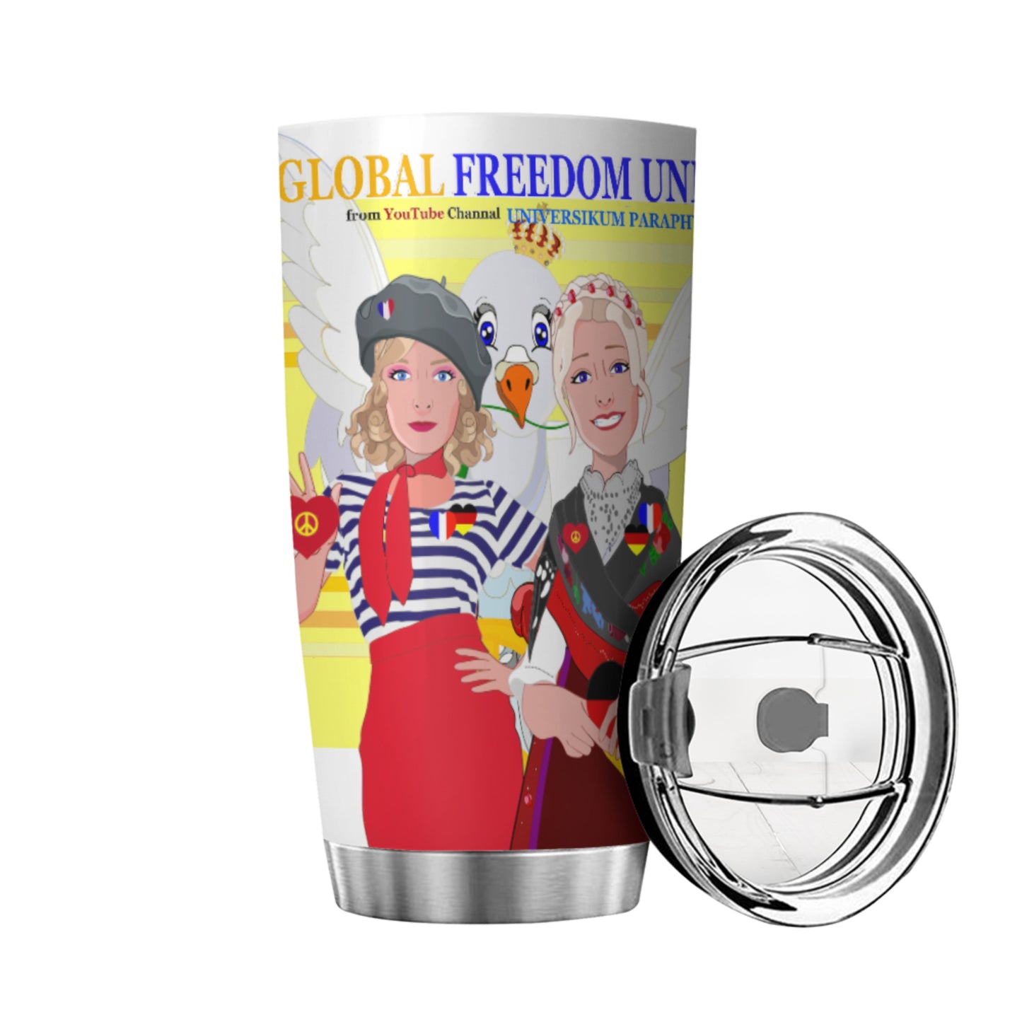 Tumbler Global Freedom United Women French & Germany Old Peace Yellow