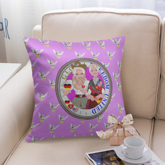 GLOBAL FREEDOM UNITED© Women USA & GERMANY Lilac 18'' Square Pillow Cover