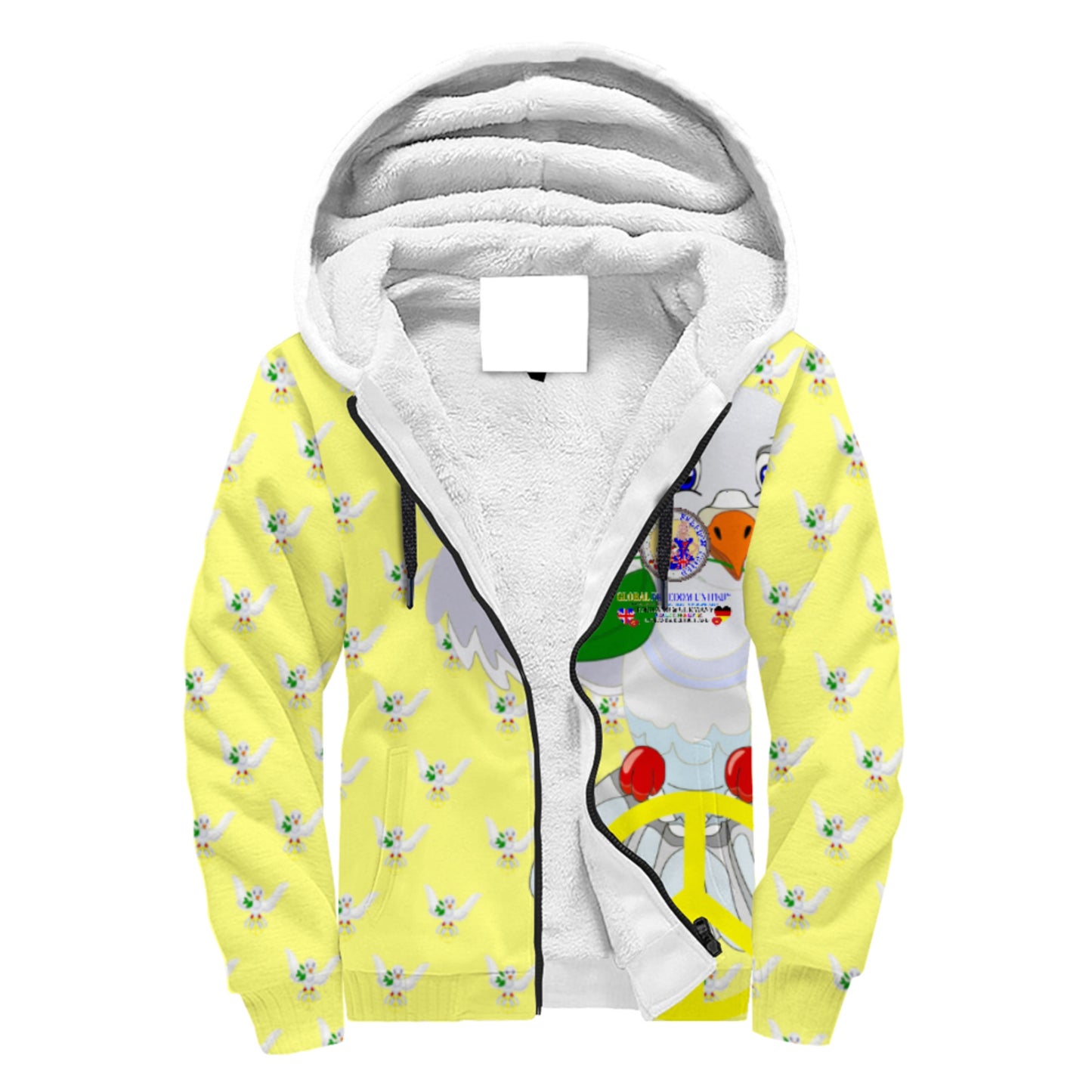 Plush Hoodie GLOBAL FREEDOM UNITED© Women England & Germany Yellow