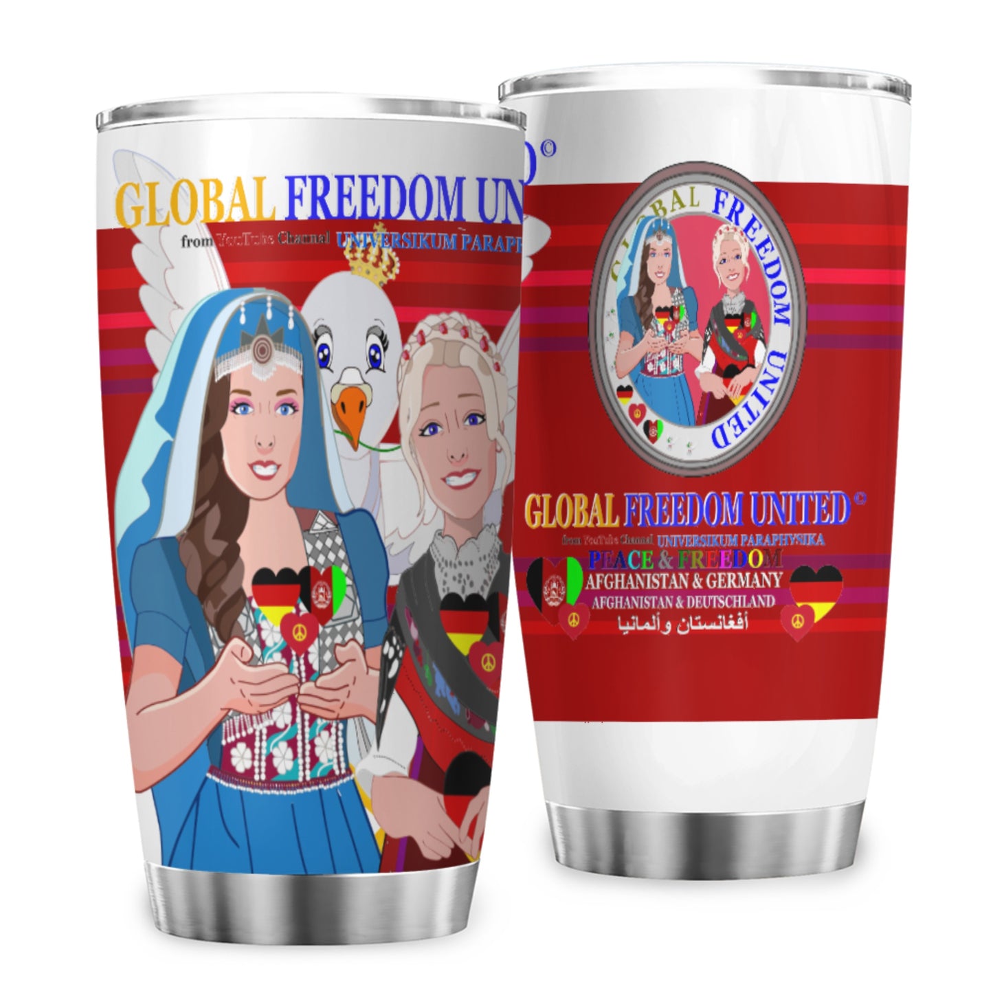Tumbler Global Freedom United Women Afghanistan & Germany Old Peace Red