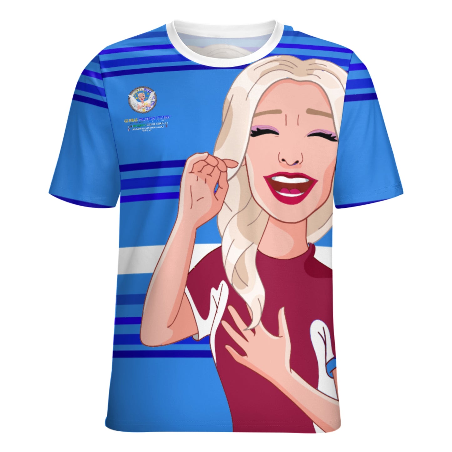 Women´s S T-shirt 2 Global Freedom United  Gib Mobbing Keine Chance Dunkel Blau