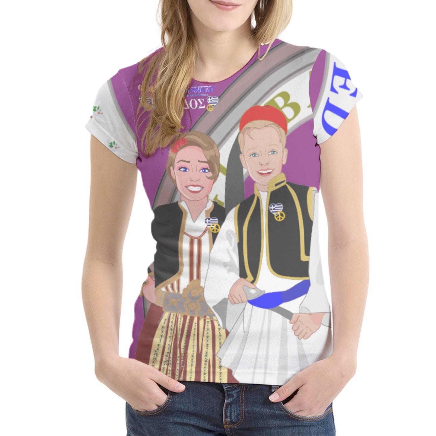 Women´s T-shirt GLOBAL FREEDOM UNITED© Couple Edition Greece Lilac
