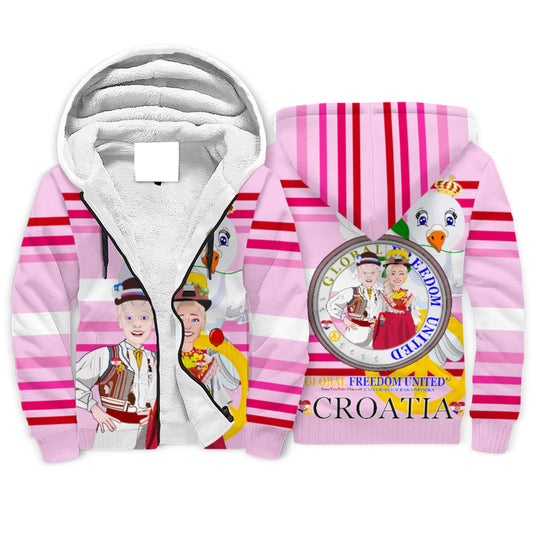 Plush Hoodie Global Freedom United Couple Edition Croatia Pink2