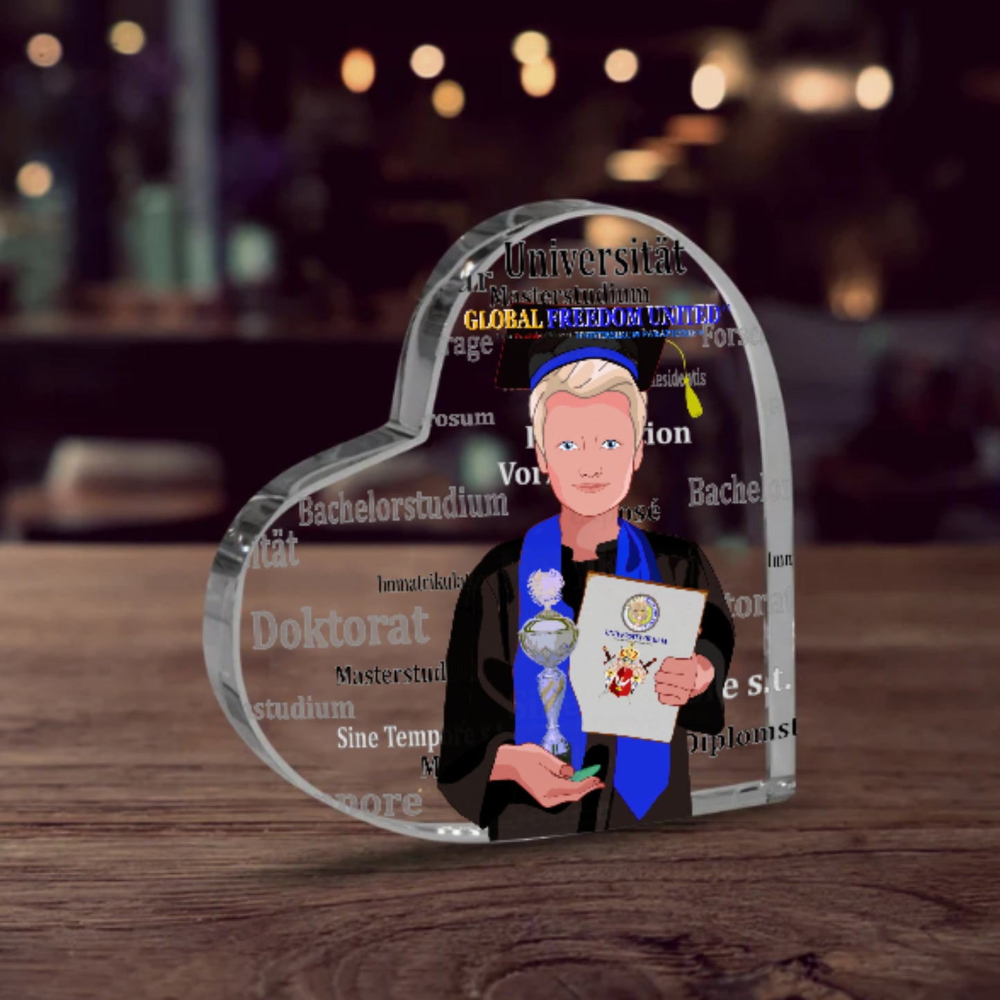 Acryl Heart Global Freedom United Student Boy Silver Place Blond Hair 1