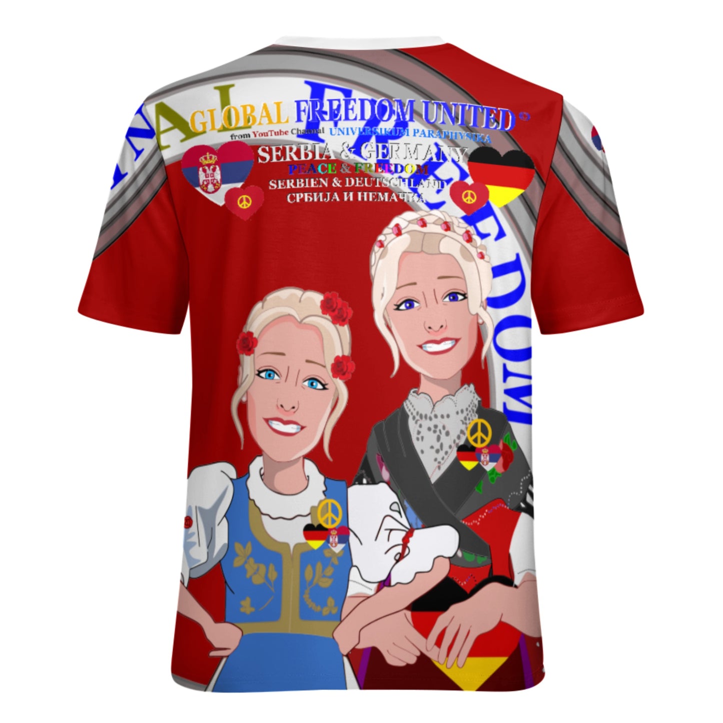 Women´s T-shirt GLOBAL FREEDOM UNITED© Women Serbia & Germany Red