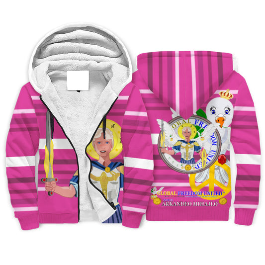 Plush Hoodie Global Freedom United Archangel Michael Croatia V1 Pink1
