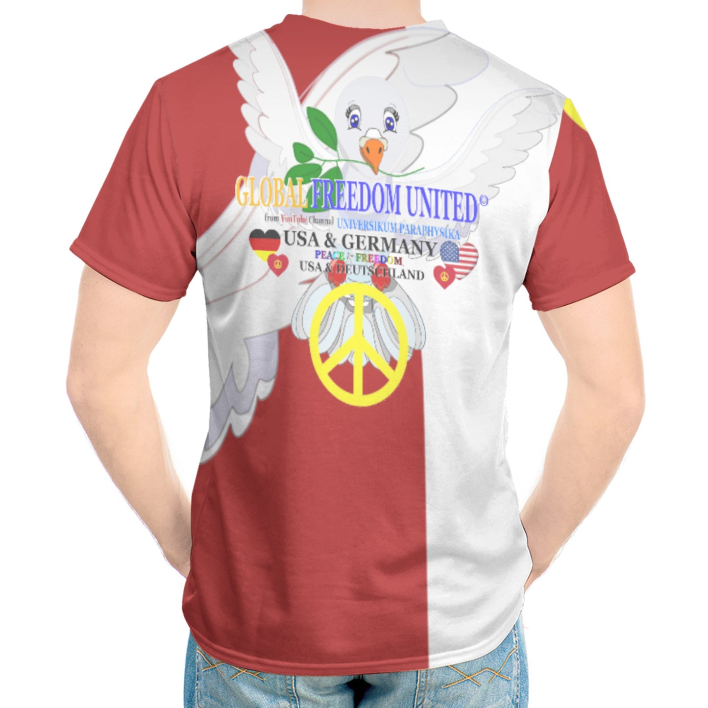 Men´s T-shirt GLOBAL FREEDOM UNITED© Men USA & Germany V1 Red