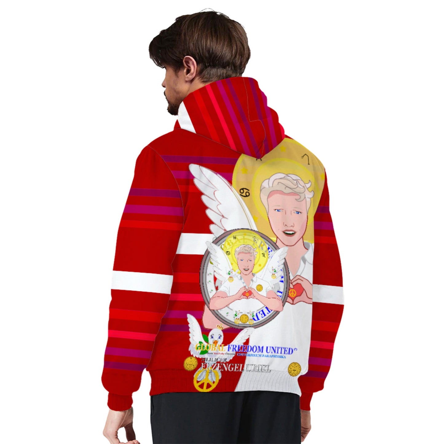 Plush Hoodie Global Freedom United Archangel Raphael German Red