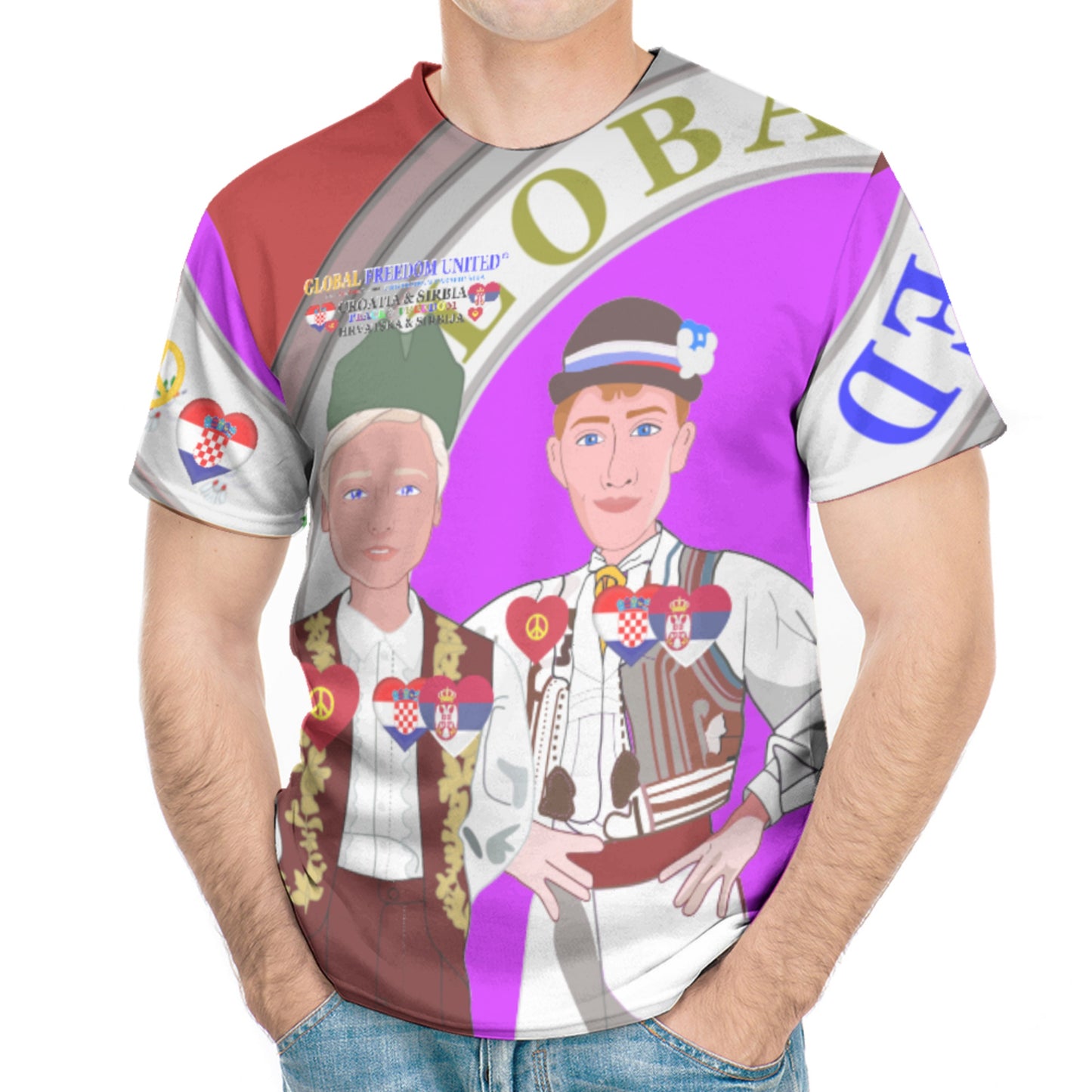 Men´s T-shirt GLOBAL FREEDOM UNITED© Men Croatia & Serbia Red