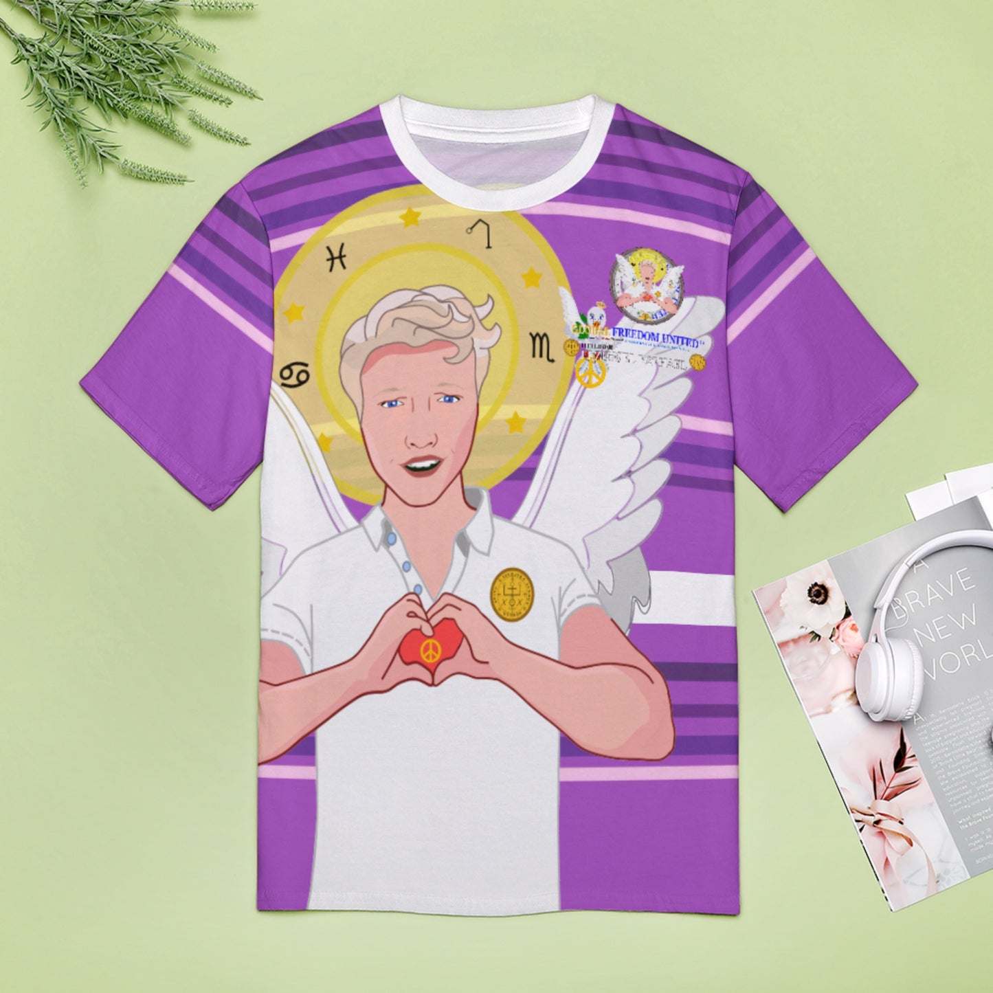 Women´s T-shirt GLOBAL FREEDOM UNITED© Archangel Rafael German Lilac