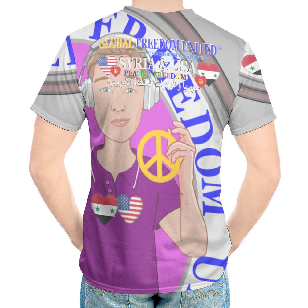 Men´s T-shirt GLOBAL FREEDOM UNITED© Men Syria & USA  Grey