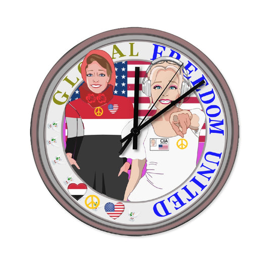 Wooden Wall Clock Without Scale GLOBAL FREEDOM UNITED© Women Yemen & USA