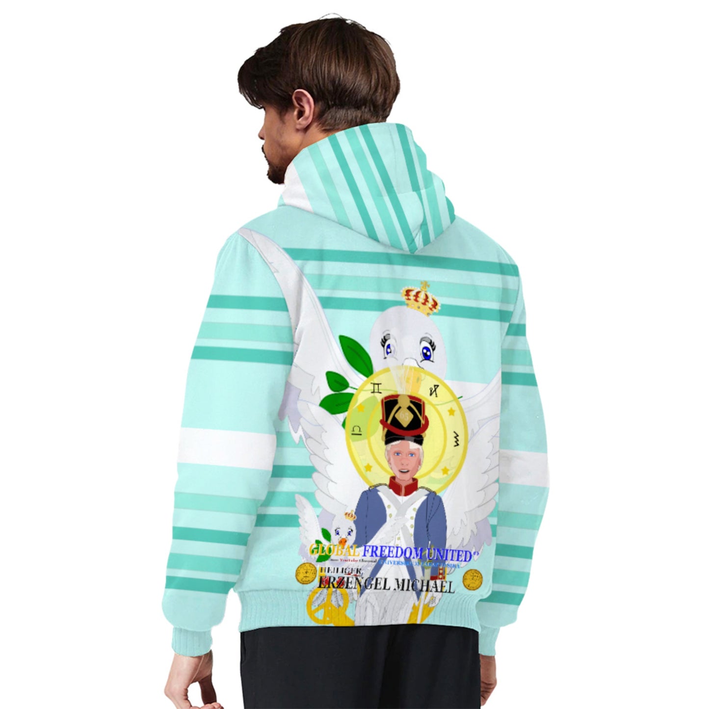Plush Hoodie Global Freedom United Erzengel Michael Light Green