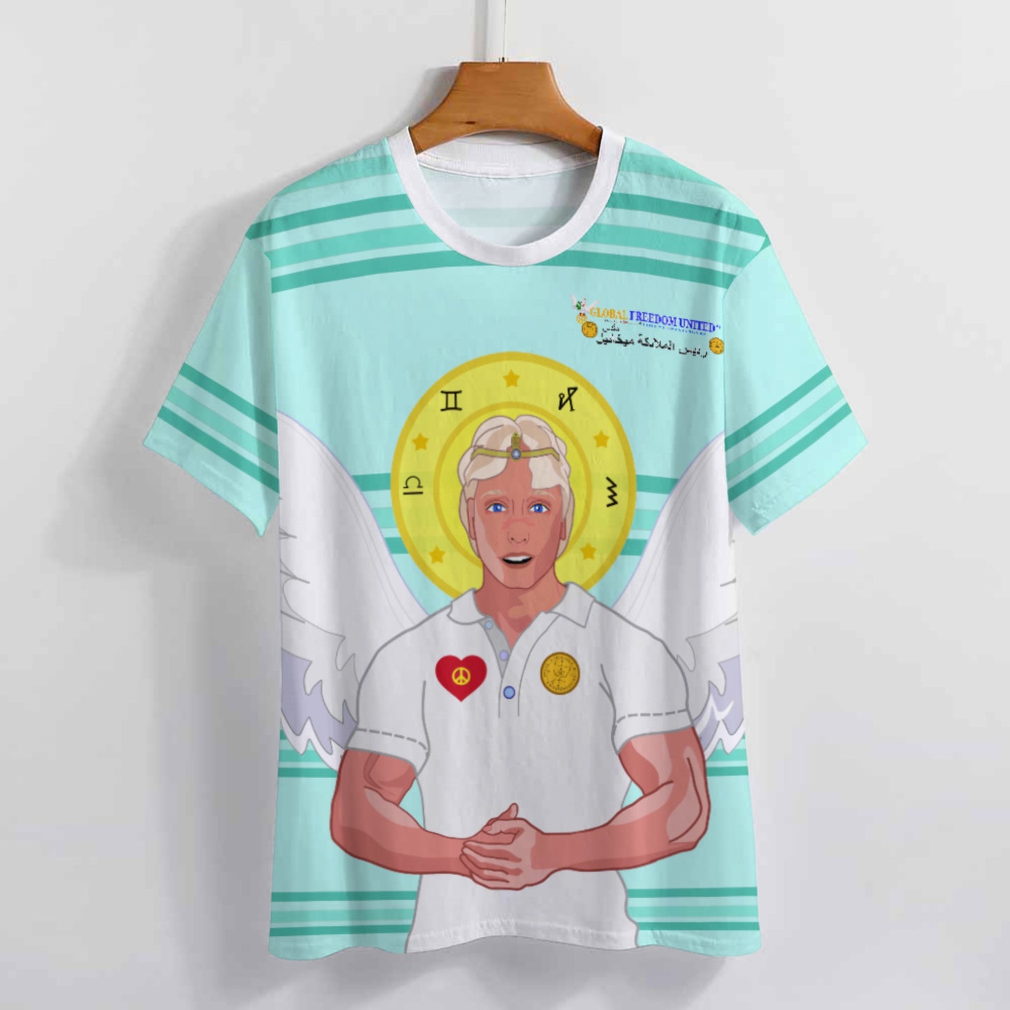 Women´s T-shirt Global Freedom United Archangel Michael Arabic V2  Light Green