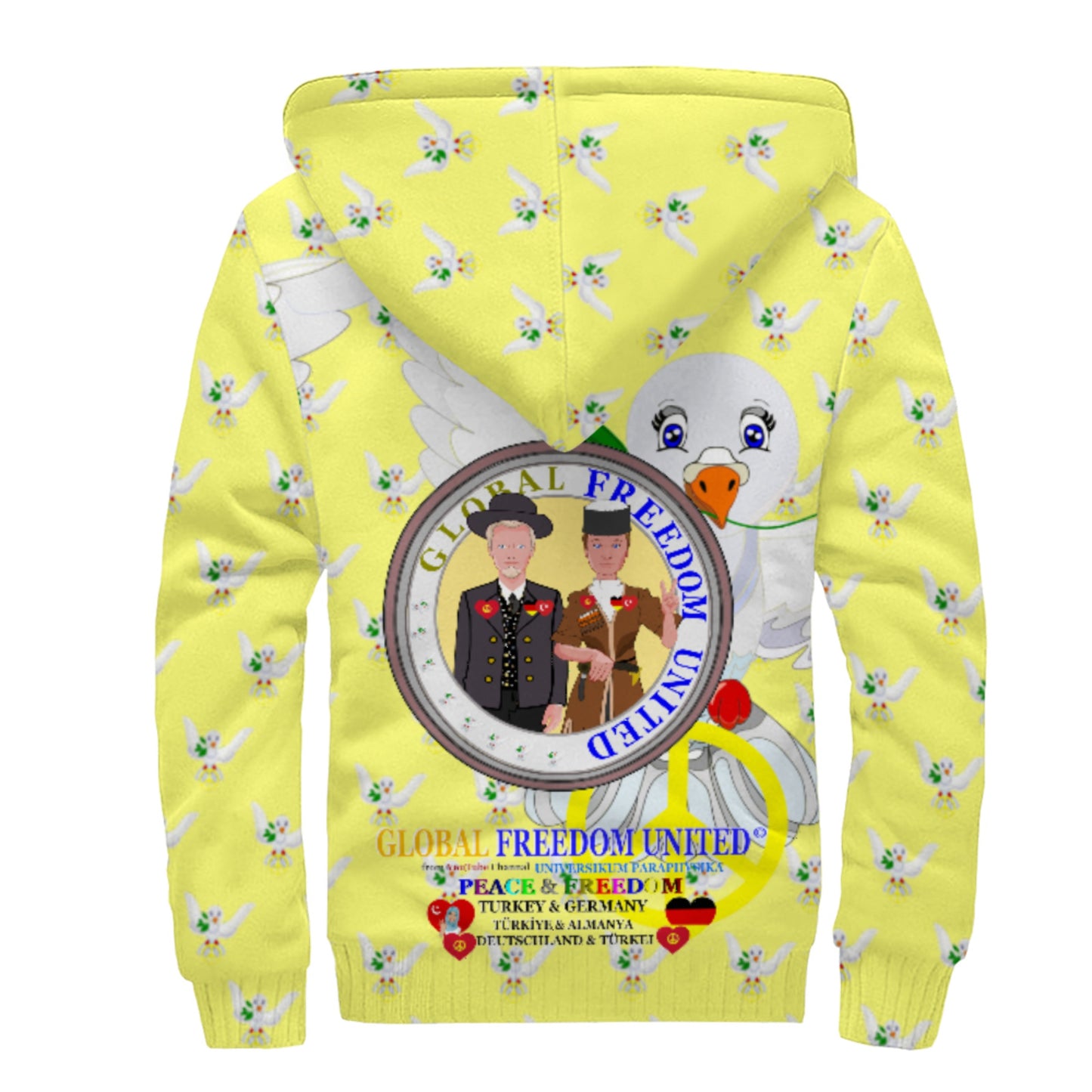 Plush Hoodie GLOBAL FREEDOM UNITED© Men Germany & Turkey Yellow