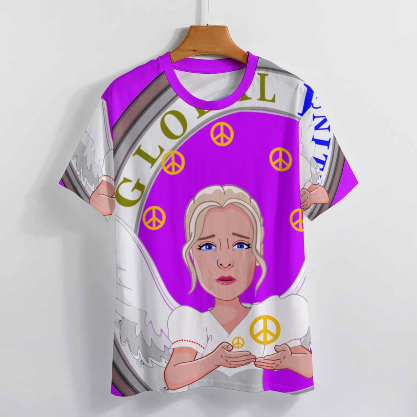 Women´s T-shirt 2 Global Freedom United Women Peace Of Angel Old Peace Pink