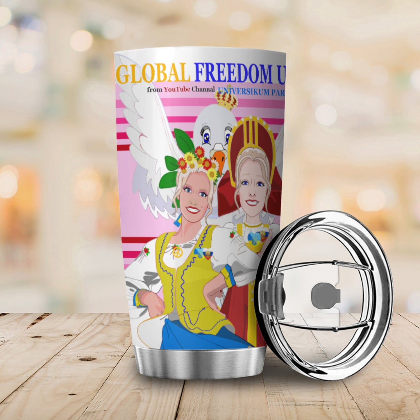 Tumbler Global Freedom United Women Russia & Ukrain Pink2