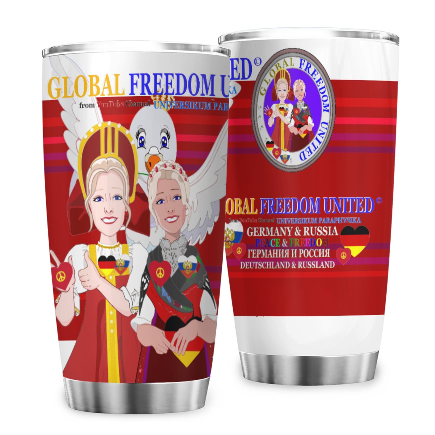 Tumbler Global Freedom United Women Russia & Germany Old Peace Red