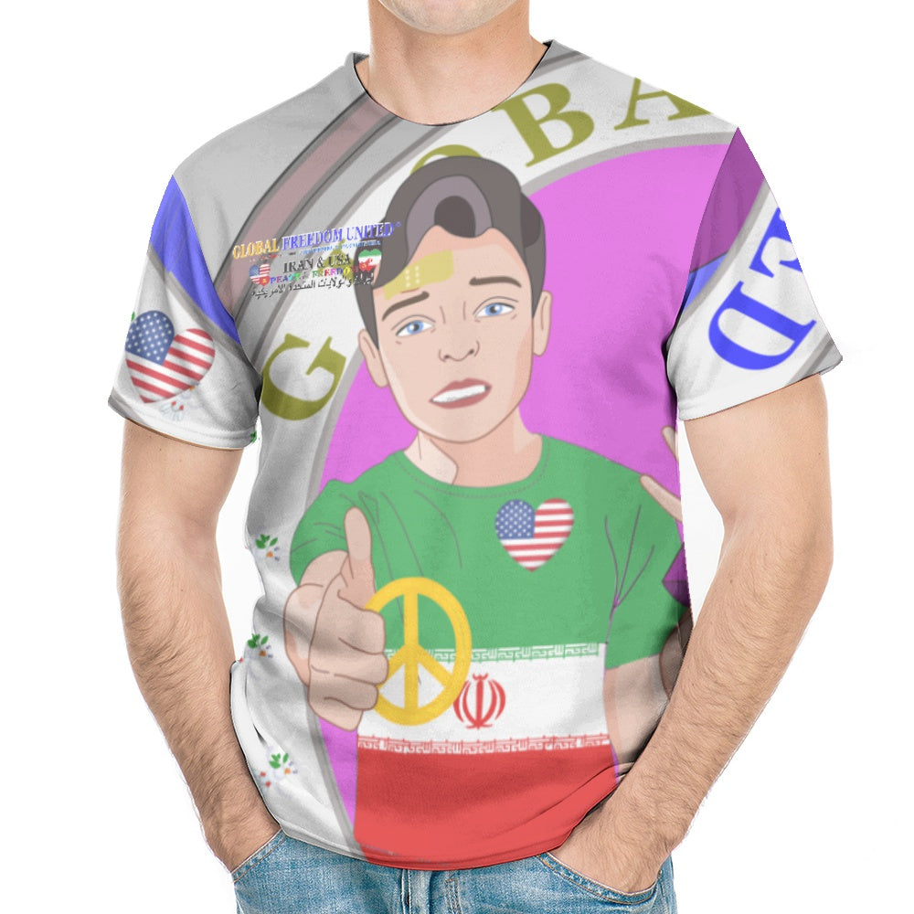Men´s T-shirt GLOBAL FREEDOM UNITED© Men Iran & USA Grey