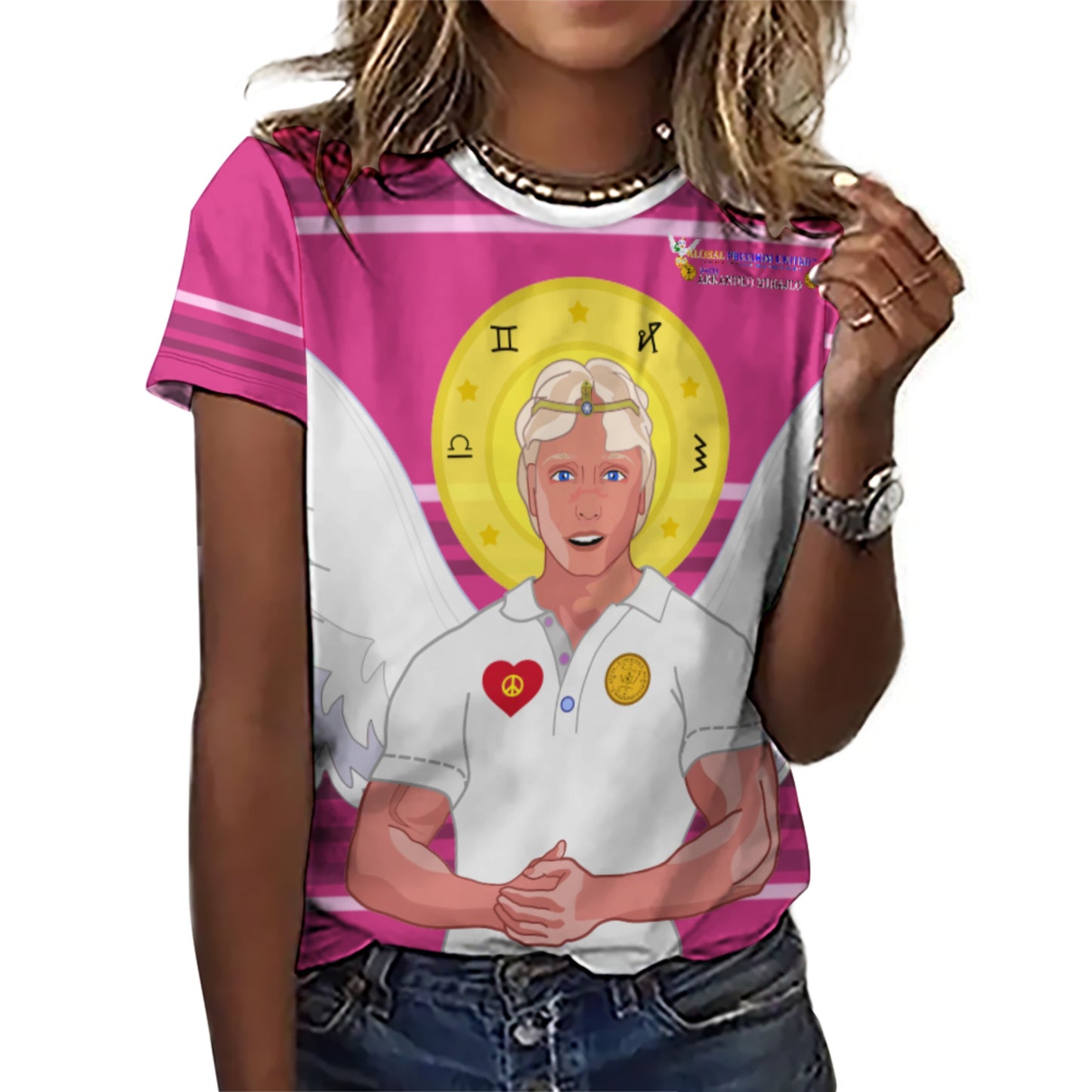 Women´s T-shirt Global Freedom United Archangel Michael Croatia V2 Pink1