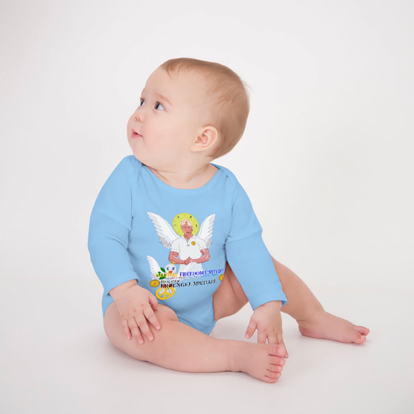 Baby Long-sleeve Bodysuit Global Freedom United Boy Archangel Michael No2