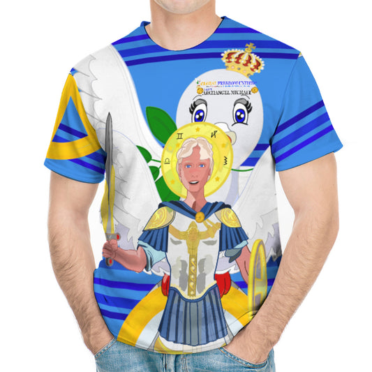 Men´s T-shirt Global Freedom United Archangel Michael English V1 Deep Blue