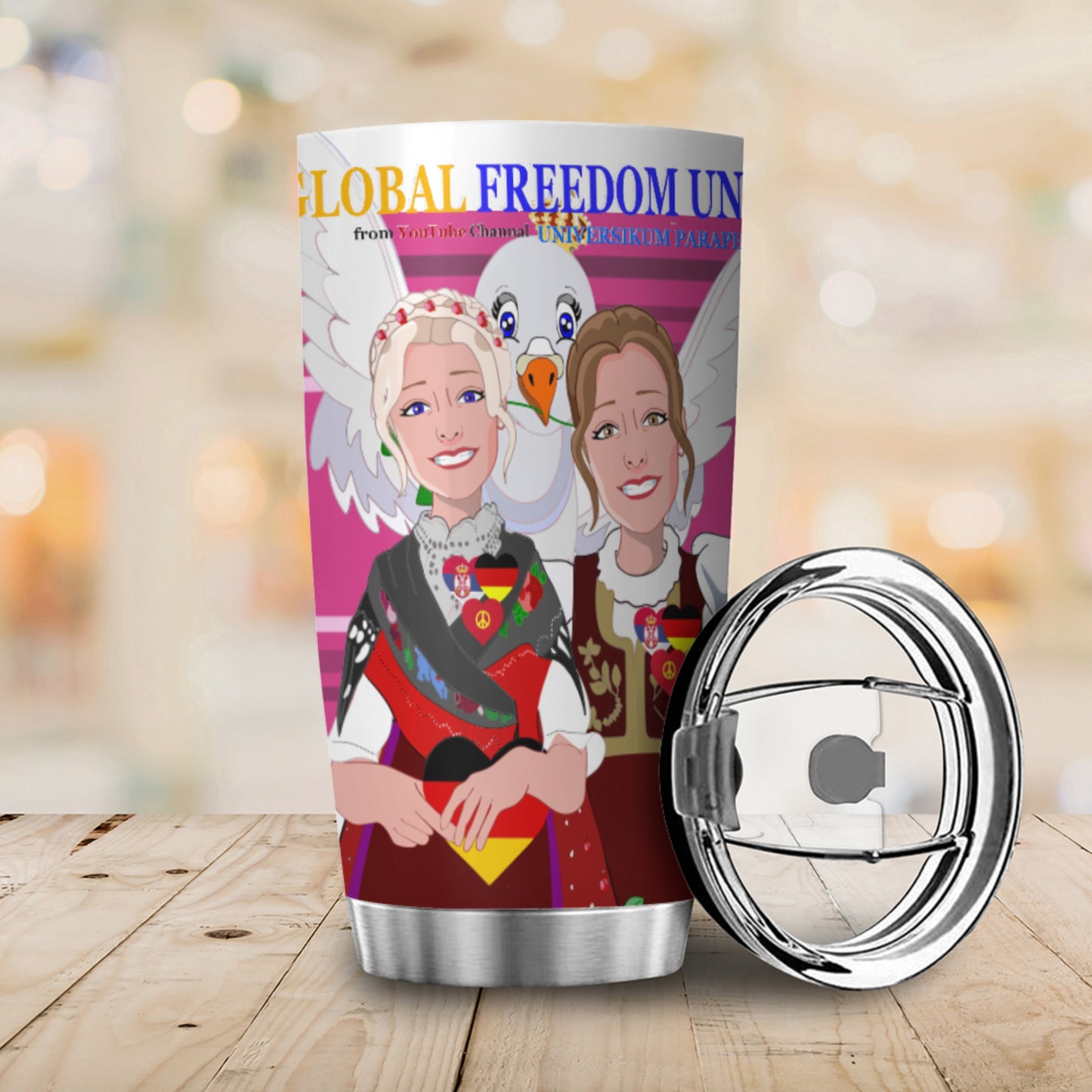 Tumbler GLOBAL FREEDOM UNITED© Women Serbia & Germany Pink1