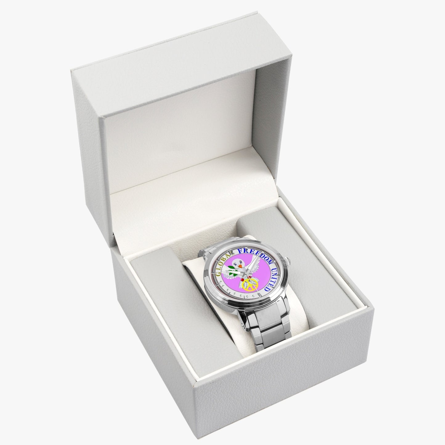 GLOBAL FREEDOM UNITED DOVE OF PEACE OLD PEACE FLIEDER New Steel Strap Automatic Watch (With Indicators)
