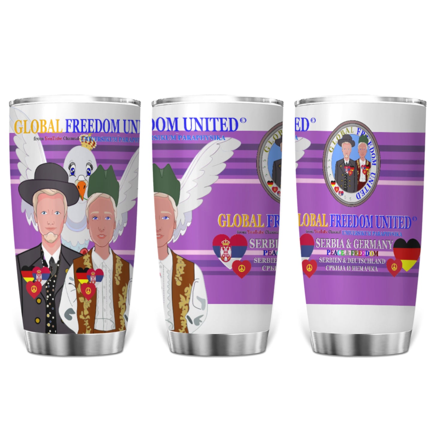 Tumbler GLOBAL FREEDOM UNITED© Men Serbia & Germany Lilac
